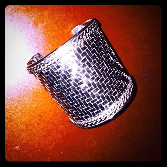 Silver basket weaved cuff