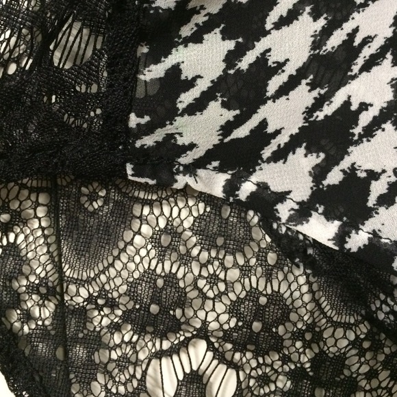 Chiffon and Lace, Black and White Button Up Blouse - Picture 2 of 4