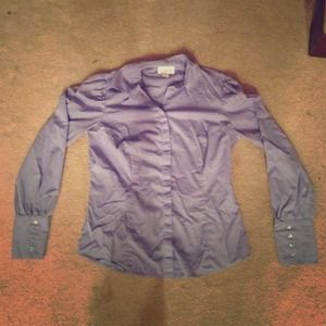 Ann Taylor loft blue button down blouse 4