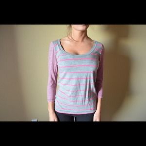 Grey and pink striped hollister shirt