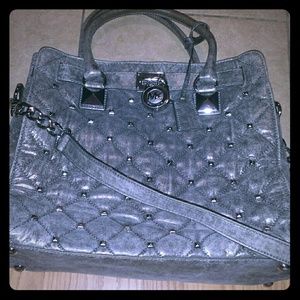 Gray studded Michael Kors tote