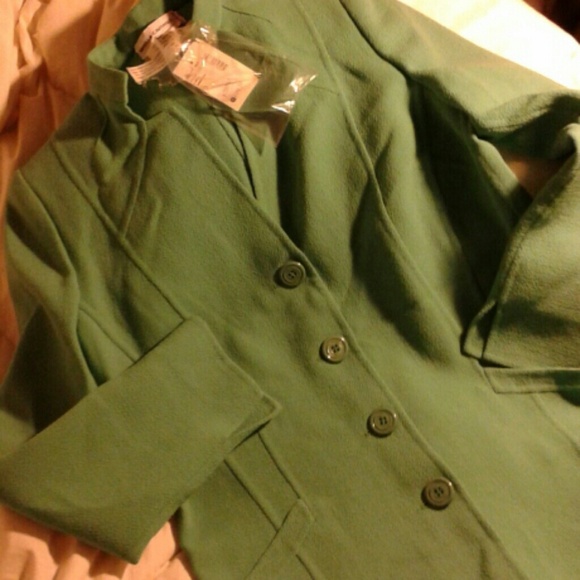 100% wool blazer in turquoise - Picture 2 of 4