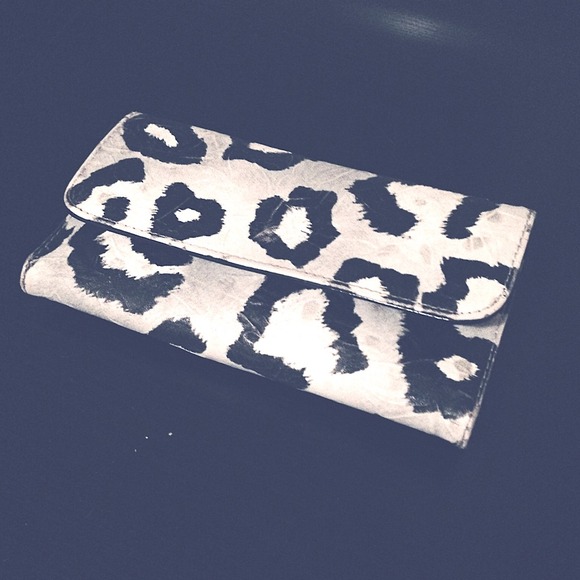 Black and white leopard wallet