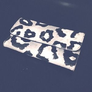Black and white leopard wallet