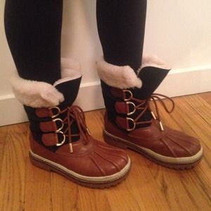 Tory Burch Shearling Duck Styled Snow Boot.