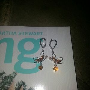 Never worn silver citrine butterfly earrings