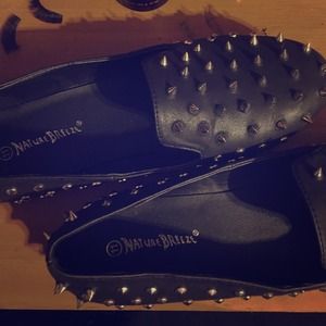 Black spiked flats
