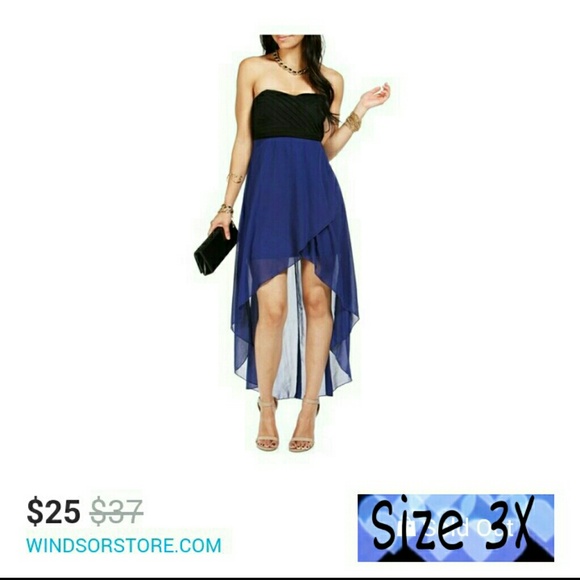 Royal blue & Black hi low dress