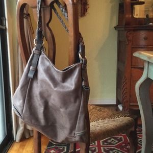 Gray leather bag "Garnet Hill"catalog