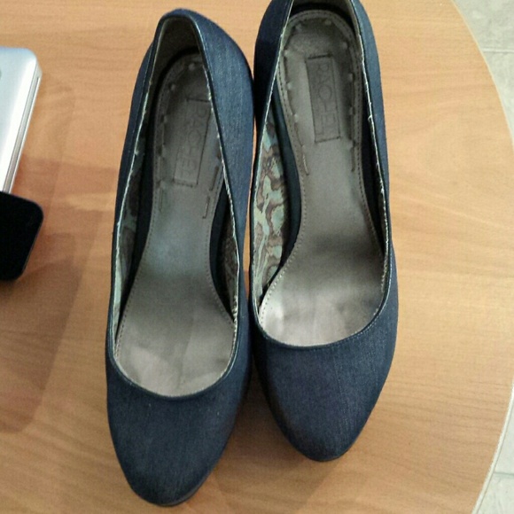 Denim/ Navy Rachel Roy Platform Pumps  Silver heel