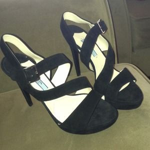 Prada black suede strap sandals
