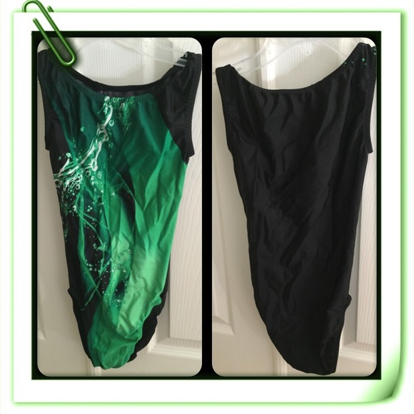 SOLD IN BUNDLE YG LEOTARD GREEN/BLACK