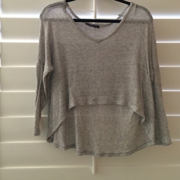 Brandy Melville high low thin grey sweater