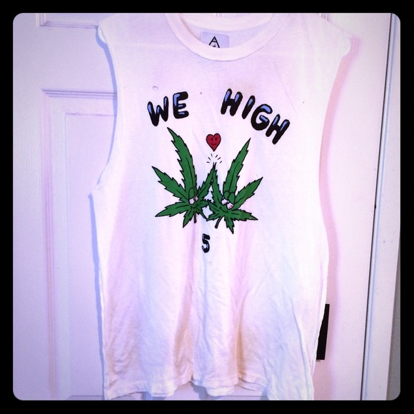 UNIF we high five weed leaves tank.