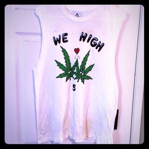 UNIF we high five weed leaves tank.