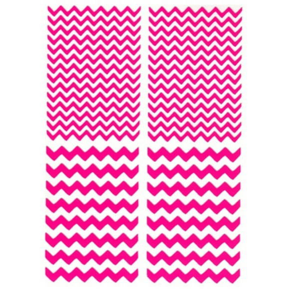 Neon Pink Chevron Nail Decals