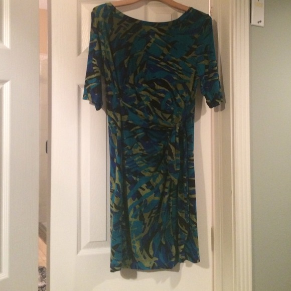 Multi blue faux wrap dress