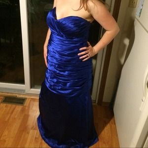 Blue Satin Mermaid Dress Plus Size