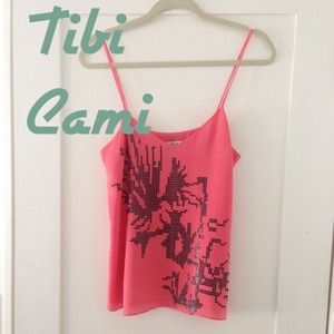 Tibi cami in pink with black sequins sz 6.