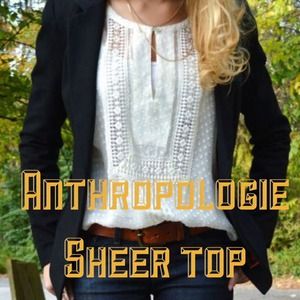 Anthropologie sheer top in off white sz S