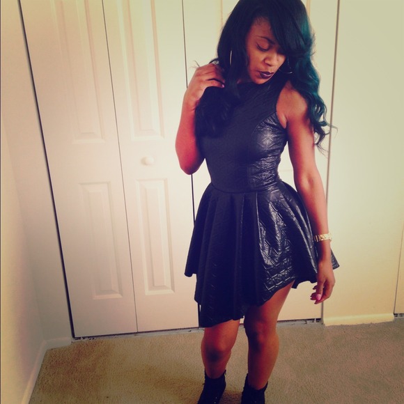 Black leather dress