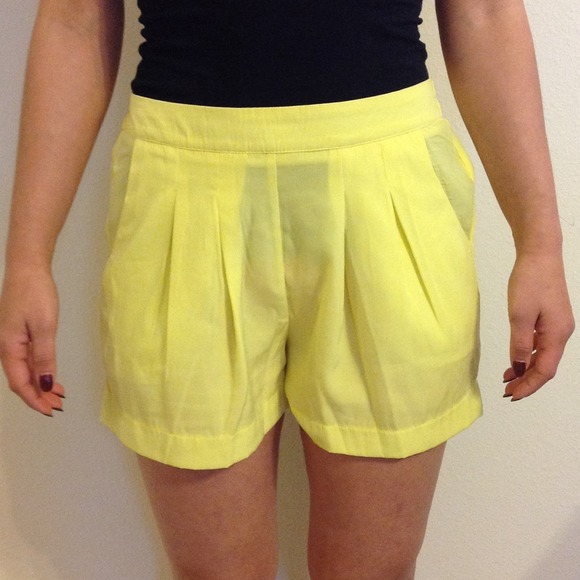 Neon yellow trouser shorts NWOT
