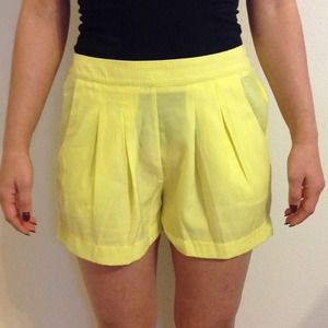 Neon yellow trouser shorts NWOT