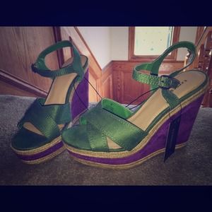 Express Green & Purple Espadrilles- never worn!