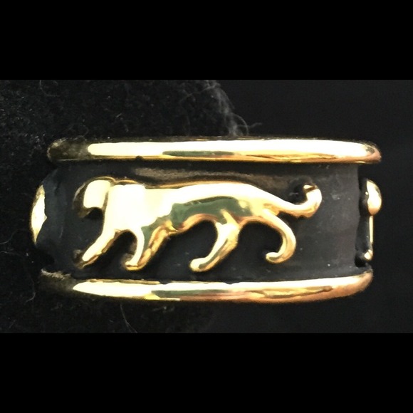 Classic Gold Panther Earrings Black Background