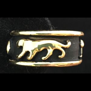 Classic Gold Panther Earrings Black Background