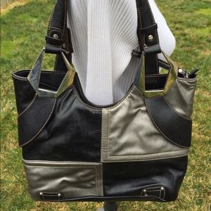 Black and silver handbag