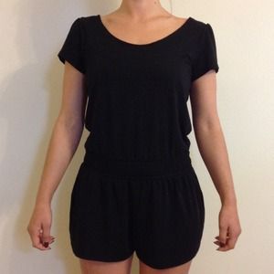 Black jersey romper shorts