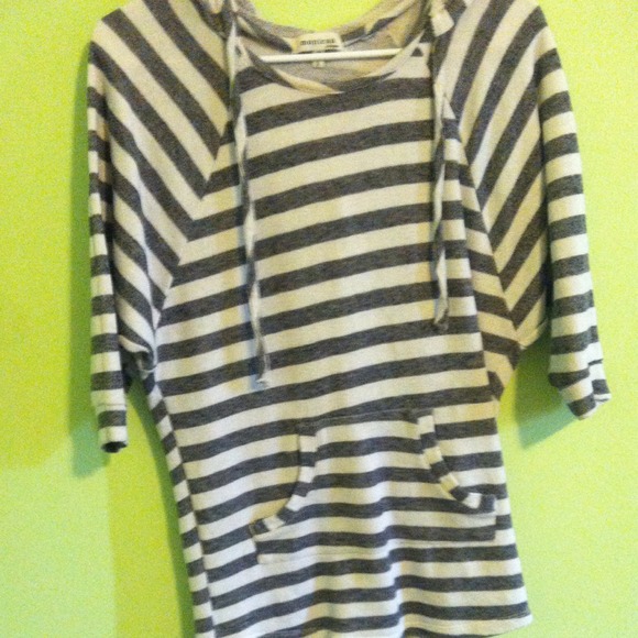 Super cute grey and white strip sweater