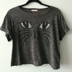 Lush Tops - LUSH Kitty Face crop tee shirt Lush Tops - LUSH Kitty Face crop tee shirt