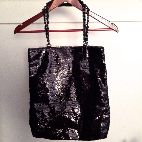 R&Em Black Sequin Handbag
