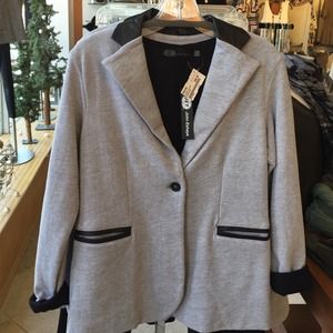 Jet blazer with leather trim!