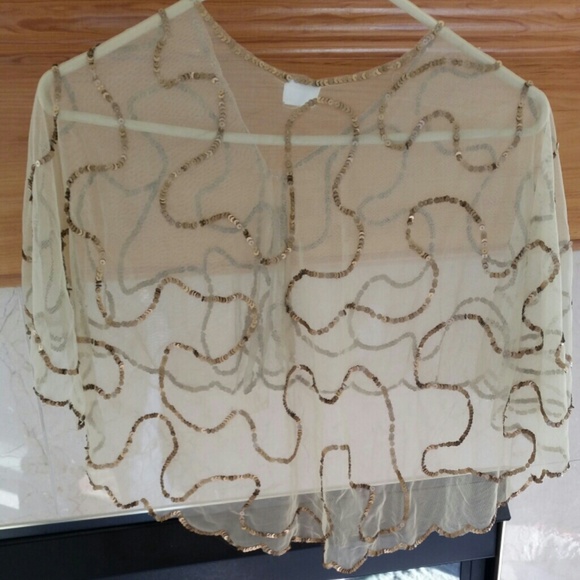Champagne crinoline gold sequins shawl - Picture 3 of 4