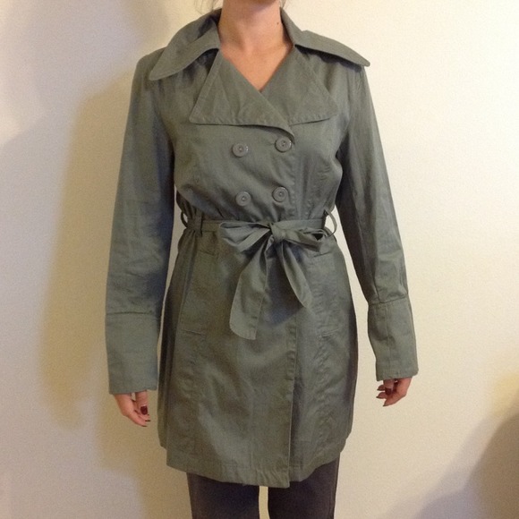 Olive green double breasted peacoat