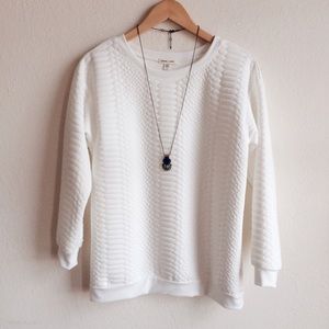 Reptile textured white sweatshirt NWOT