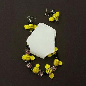 Bumble bee bracelet & bee earrings