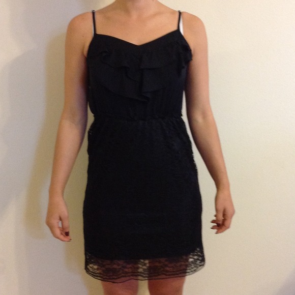 Black lace spaghetti strap dress
