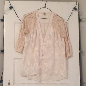BKE Sheer Lace Blouse Size M