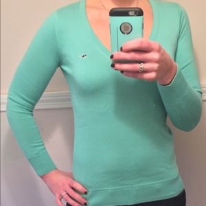 NWT S turquoise vneck cotton vineyardvines sweater