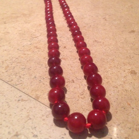 Red Beaded Necklace By Ali