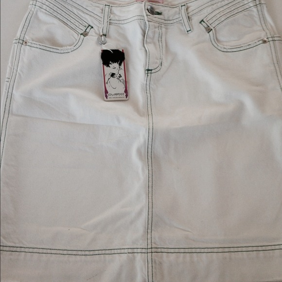 NEW Custo Barcelona denim white green skirt 42 - Picture 1 of 4