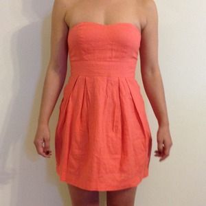 Coral strapless dress