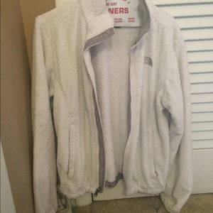 White fuzzy north face