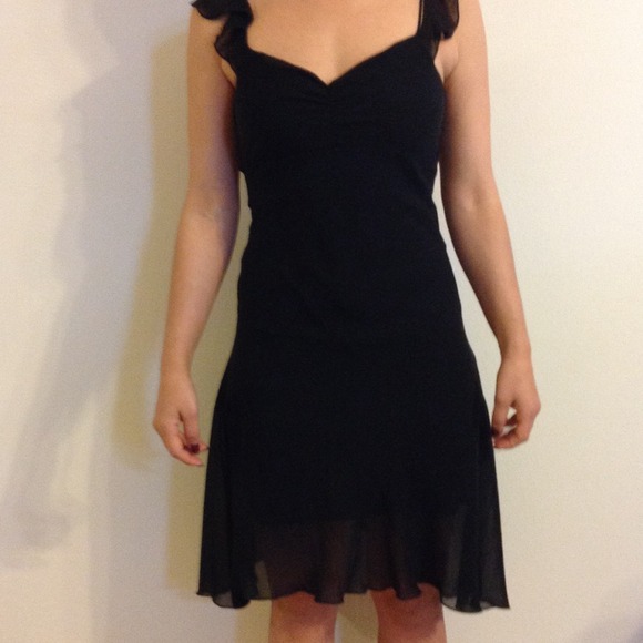 Black ruffle sleeve dress