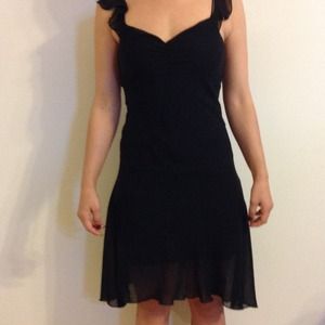 Black ruffle sleeve dress