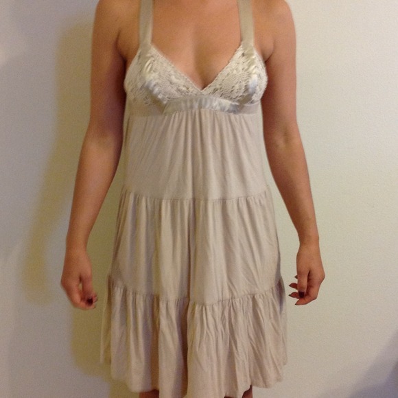 Cream X back flounce dress